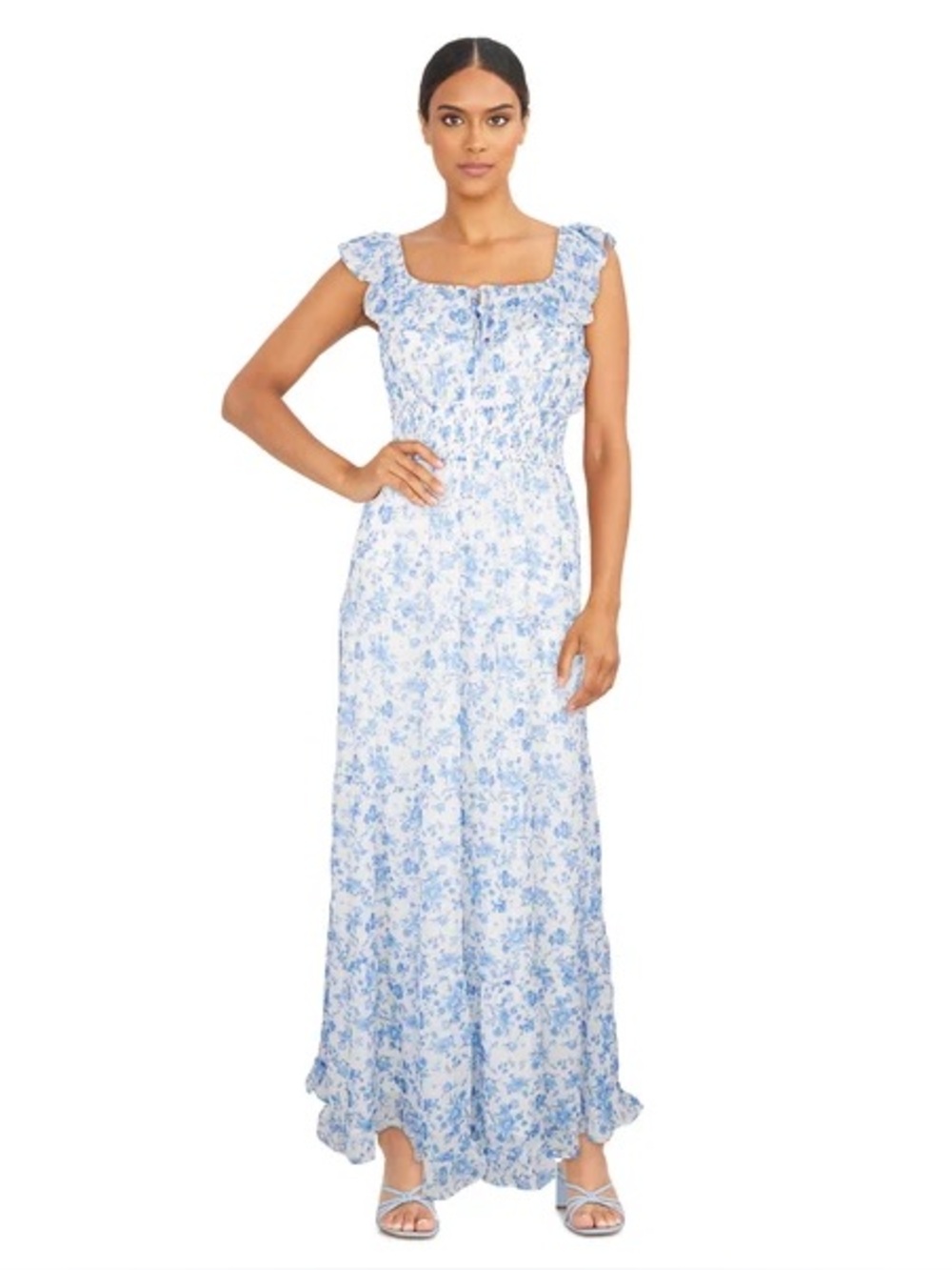 💫2/$25 • Lily Morgan Light Blue Floral Print Maxi Dress